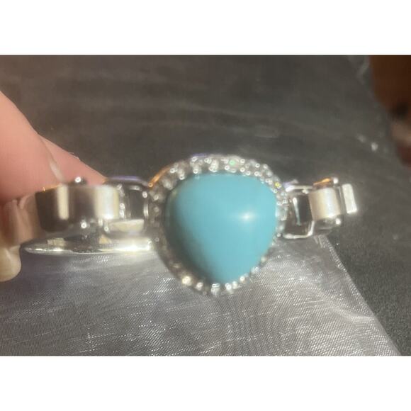 Lia Sophia Silver Tone And Turquoise Bracelet B727 - Picture 4 of 6